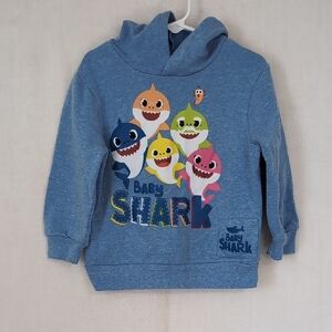 Baby Shark Unisex Hooded Sweatshirt Blue Graphic Size 4T
